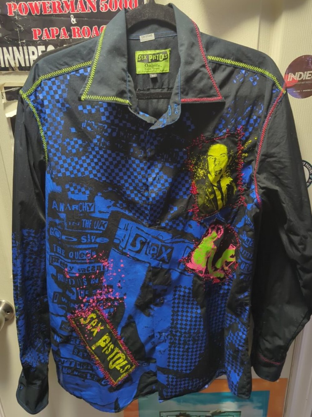 Sex Pistols by Dragonfly Clothing Company 2004 Shirt Size XL Black Long Sleeves